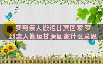 梦到亲人搬运甘蔗回家 梦到亲人搬运甘蔗回家什么意思